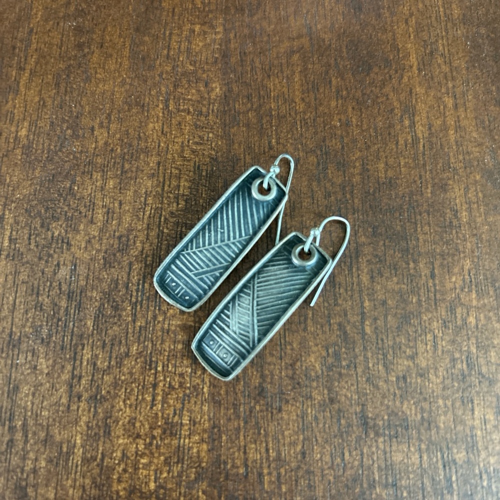 Sterling Silver Artisan Geometric Earrings - Picture 2 of 6